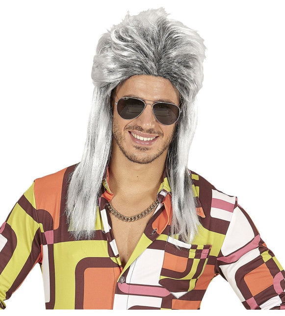 Jaren 80 Pruik Aso Lang Grijs van Widmann koop je bij Partywinkel