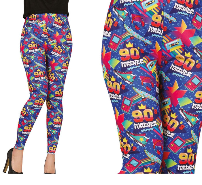 Jaren 90 Legging Blauw Dames van Fiestas Guirca koop je bij Partywinkel