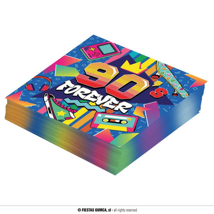 Jaren 90 Servetten 33cm 12st van Fiestas Guirca koop je bij Partywinkel