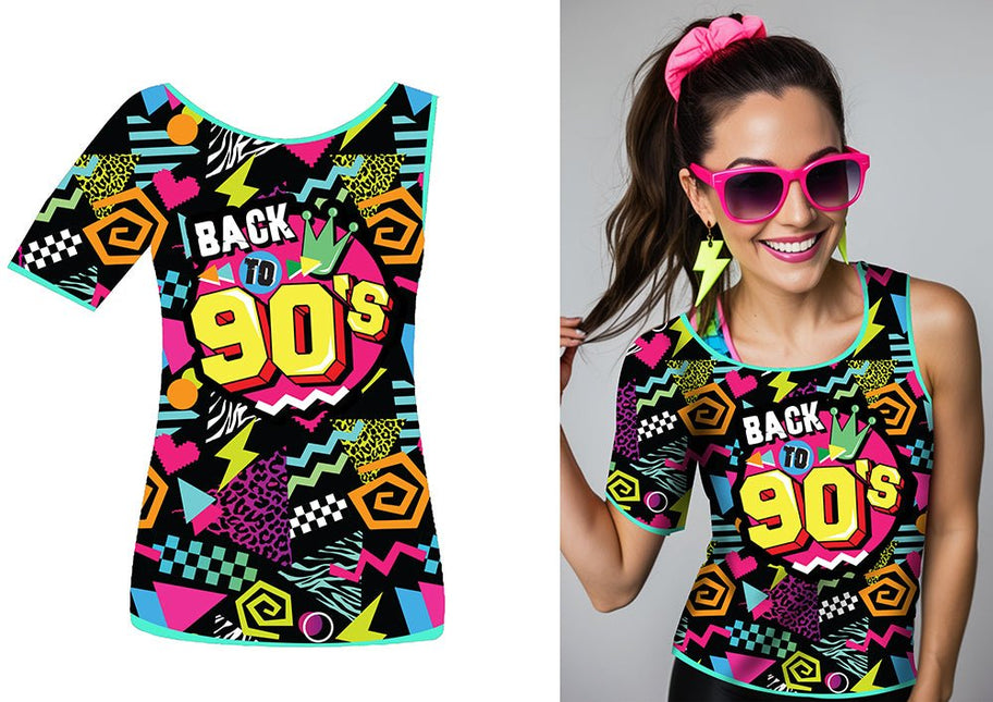 Jaren 90 Shirt Gekleurd Dames van Fiestas Guirca koop je bij Partywinkel