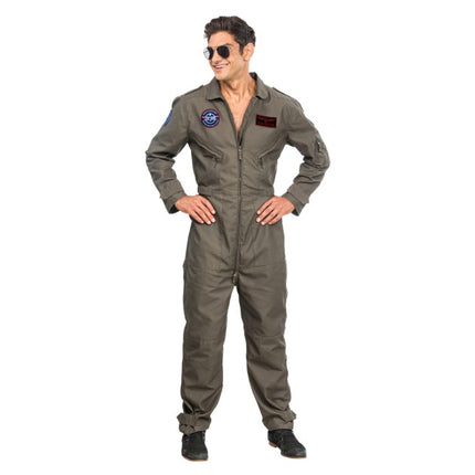 Mono de piloto de caza para hombre, color verde oliva