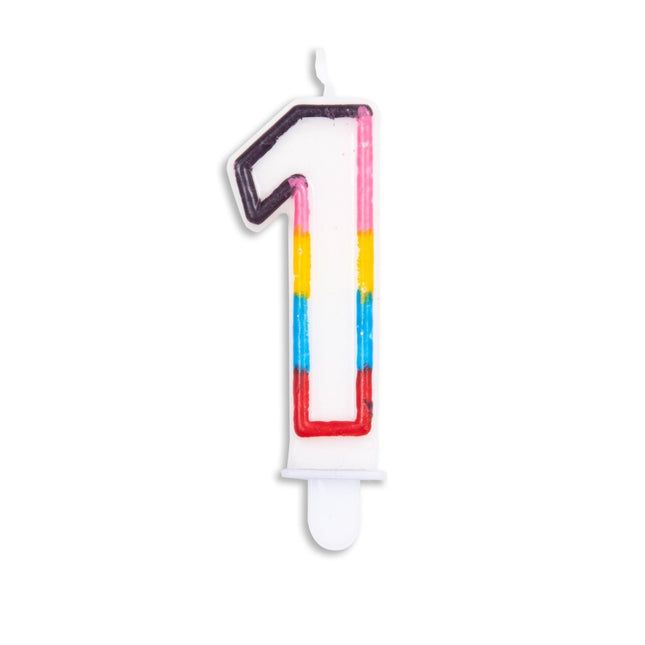 Kaars 1 Jaar Gekleurd 7cm van WeFiesta koop je bij Partywinkel