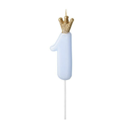 Kaars 1 Jaar Lichtblauw 9,5cm van Partydeco koop je bij Partywinkel