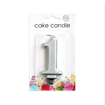 Kaars 1 Jaar Zilver Metallic 8cm van WeFiesta koop je bij Partywinkel