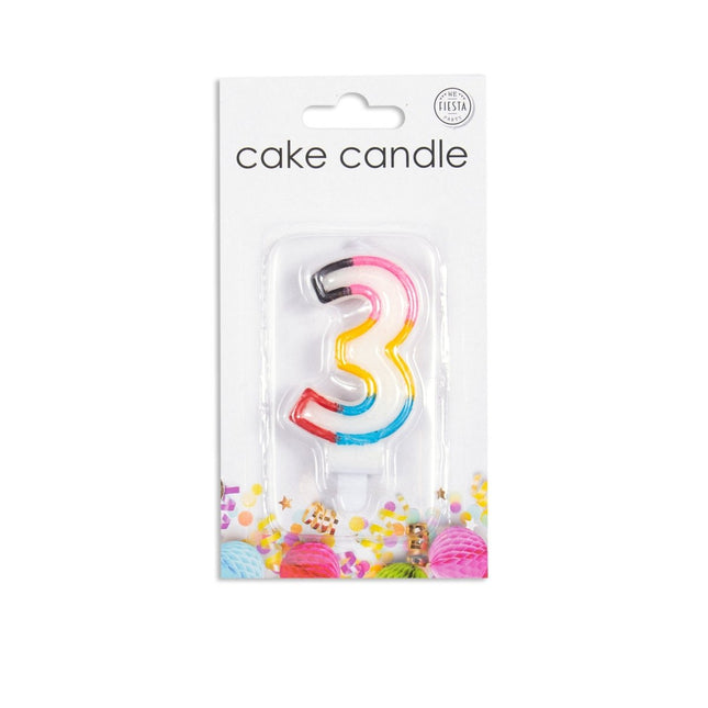 Kaars 3 Jaar Gekleurd 7cm van WeFiesta koop je bij Partywinkel