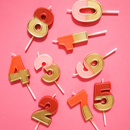 Kaars 3 Jaar Retro Roze 5cm van Folat koop je bij Partywinkel