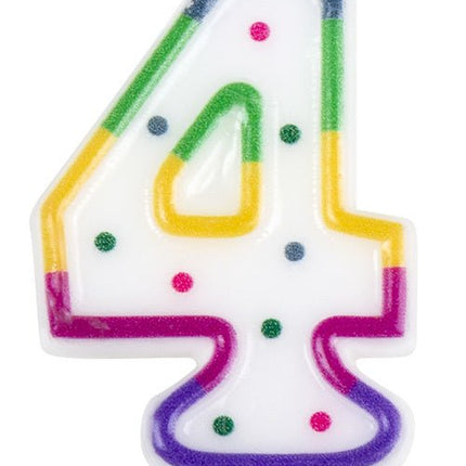 Kaars 4 Jaar 8cm - Partywinkel - 8712026310644