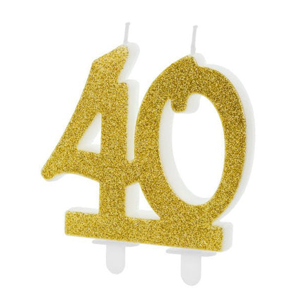 Kaars 40 Jaar Goud 7,5cm van Partydeco koop je bij Partywinkel