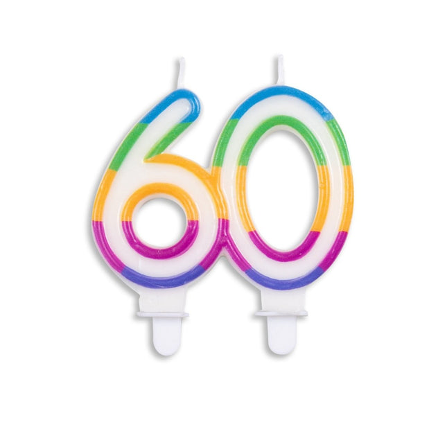 Kaars 60 Jaar Gekleurd 7cm van WeFiesta koop je bij Partywinkel