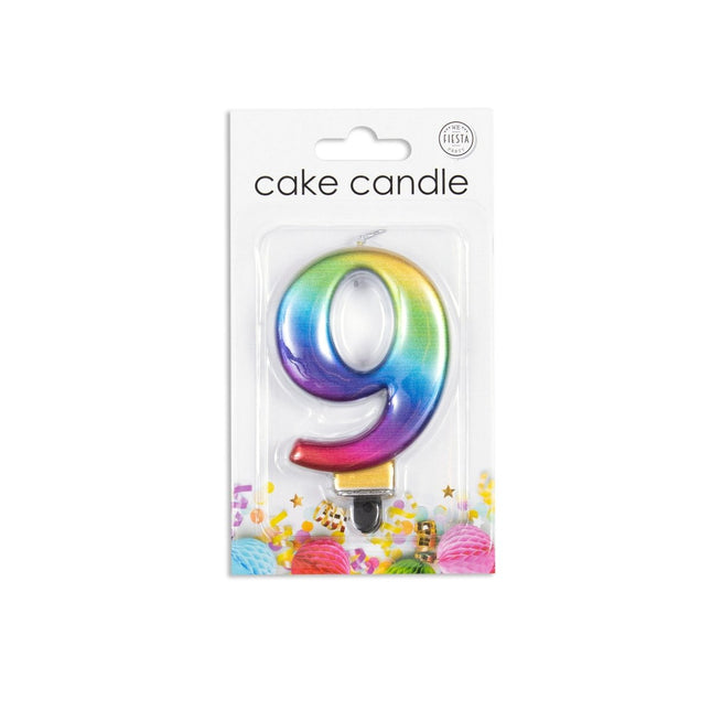 Kaars 9 Jaar Regenboog 7cm van WeFiesta koop je bij Partywinkel