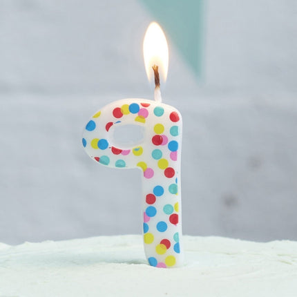 Kaars 9 Jaar Stippen 9cm van Ginger Ray koop je bij Partywinkel