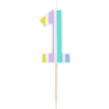 Kaars Pastel Cijfer 1 Meerkleurig van Folat koop je bij Partywinkel
