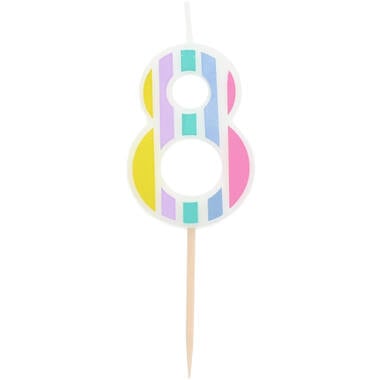 Kaars Pastel Cijfer 8 Meerkleurig van Folat koop je bij Partywinkel