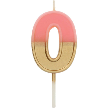 Kaars Retro Cijfer 0 Roze van Folat koop je bij Partywinkel