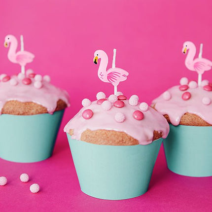 Kaarsen Flamingo 3cm 5st van Partydeco koop je bij Partywinkel