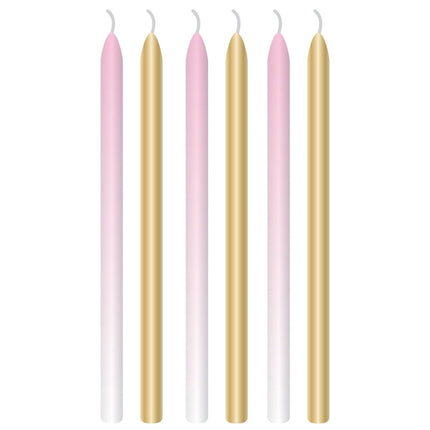 Kaarsen Lichtroze Goud 12cm 6st van Riethmueller koop je bij Partywinkel