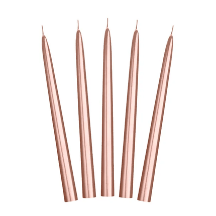 Kaarsen Rose Goud Metallic 24cm 10st van Partydeco koop je bij Partywinkel