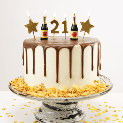 Kaarsjes 21 Jaar Champagne 17,5cm van Paper Dreams koop je bij Partywinkel