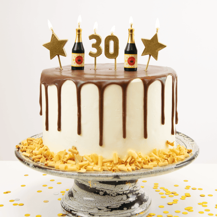 Kaarsjes 30 Jaar Champagne 17,5cm van Paper Dreams koop je bij Partywinkel