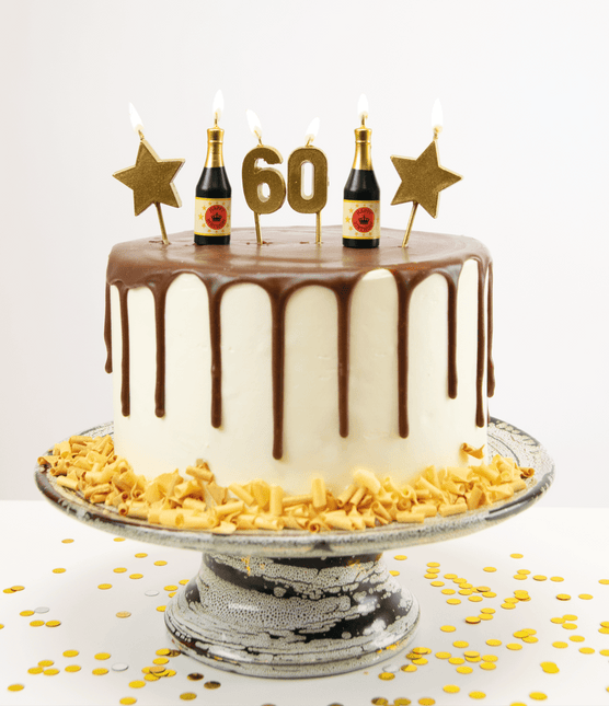 Kaarsjes 60 Jaar Champagne 17,5cm van Paper Dreams koop je bij Partywinkel
