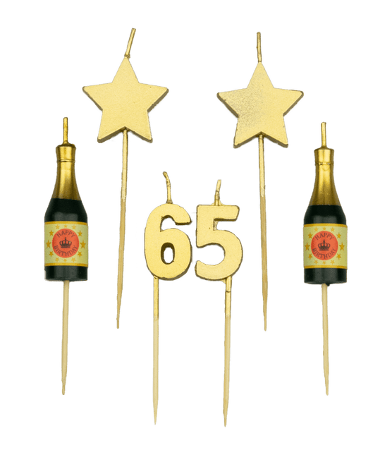 Kaarsjes 65 Jaar Champagne 17,5cm van Paper Dreams koop je bij Partywinkel