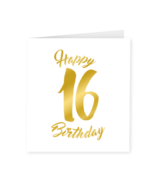 Kaart 16 Jaar Goud Wit 15cm van Paper Dreams koop je bij Partywinkel