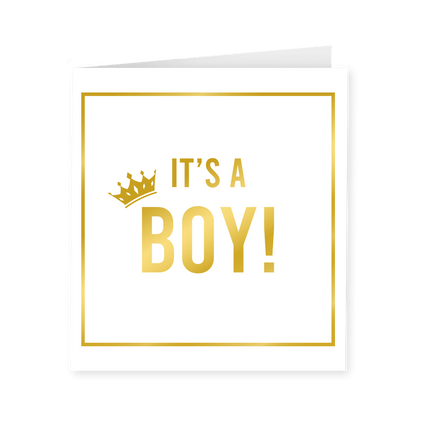 Kaart It'S A Boy Goud Wit 15cm van Paper Dreams koop je bij Partywinkel