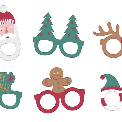 Kerst Brillen Papier 6st van Folat koop je bij Partywinkel