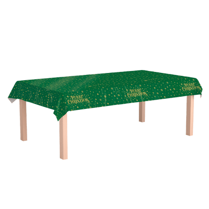 Kerst Tafelkleed Groen Goud Merry Christmas 2,74m van Paper Dreams koop je bij Partywinkel
