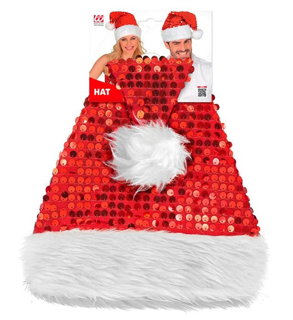 KERSTMAN MUTS PLUCHE EN PAILLETTEN ROOD van Widmann koop je bij Partywinkel