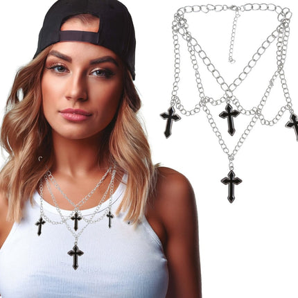 Ketting 4 kruishangers Zilver van Fiestas Guirca koop je bij Partywinkel