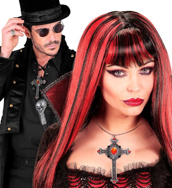 Ketting Kruis Rode Juwelen van Widmann koop je bij Partywinkel