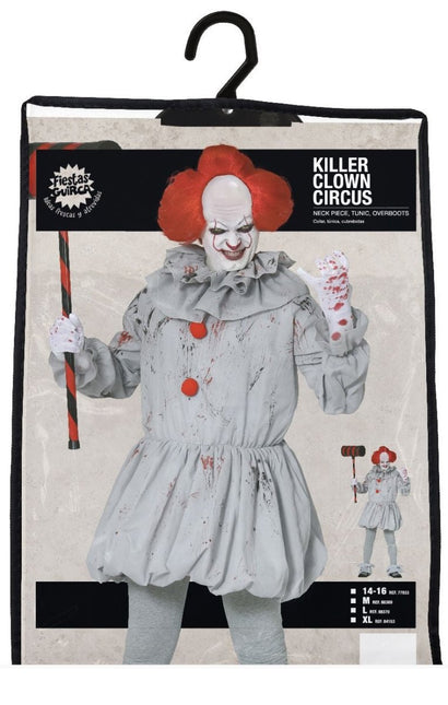 Killer clown Halloween Kostuum Heren Grijs van Fiestas Guirca koop je bij Partywinkel