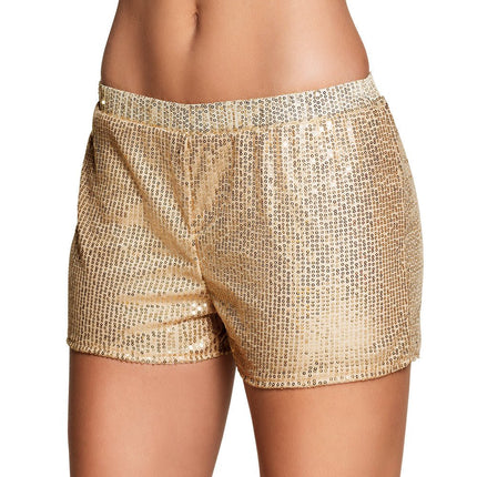 Korte Broek Pailletten Goud M van Boland koop je bij Partywinkel