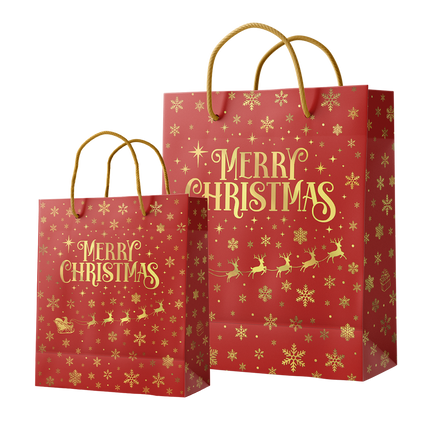 Bolsa regalo L - Feliz Navidad Rojo