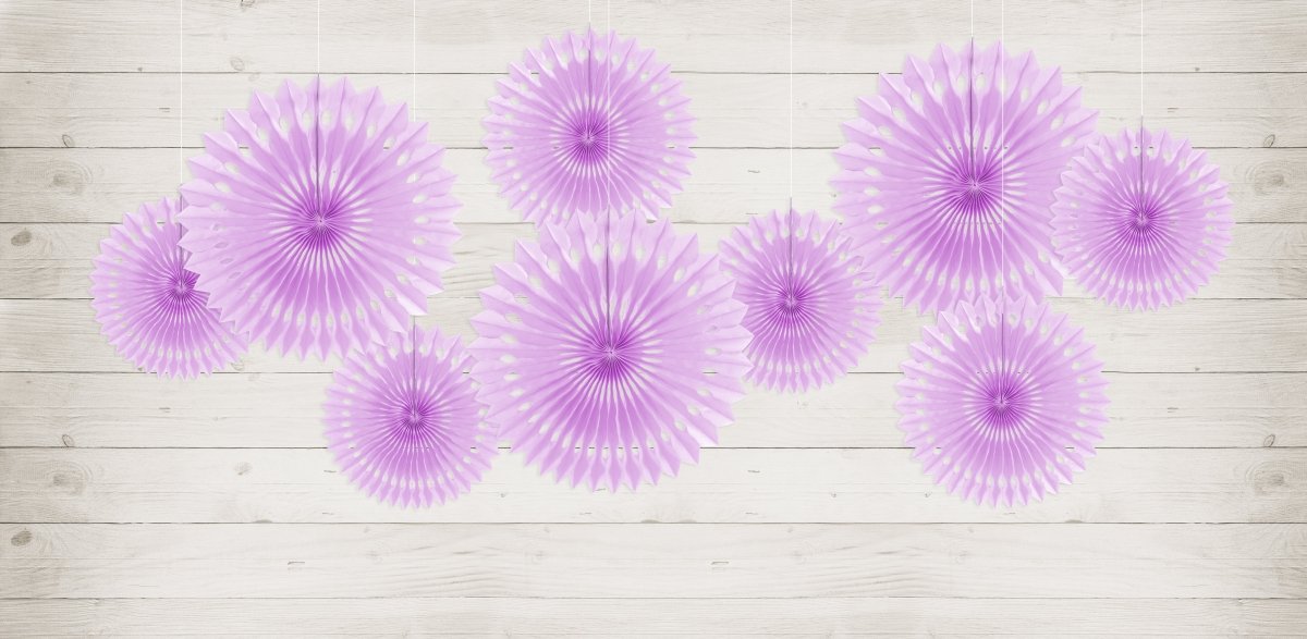 Lavendel Papieren Waaiers 20cm 3st van Partydeco koop je bij Partywinkel