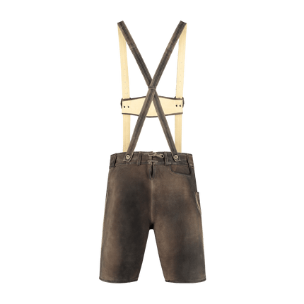 Lederhose Bruin Heren Kort Met Beenknopen van Haus Huberts koop je bij Partywinkel