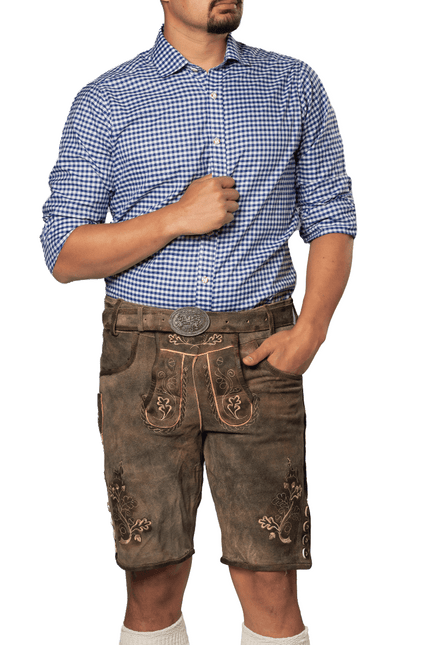 Lederhose Bruin Kort Brixen van Partychimp koop je bij Partywinkel