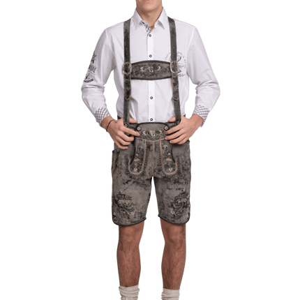 Lederhose Grijs Heren Kort Vintage van Haus Huberts koop je bij Partywinkel