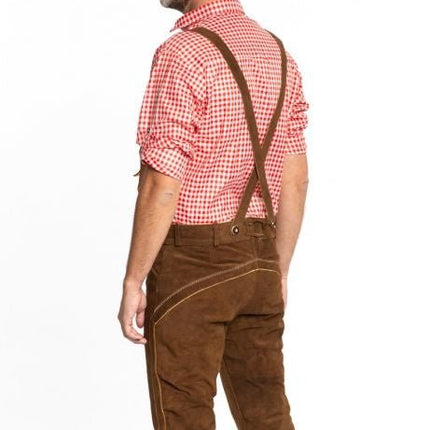 Lederhose Leer Lang Donkerbruin en Bretels van Tannhauser koop je bij Partywinkel