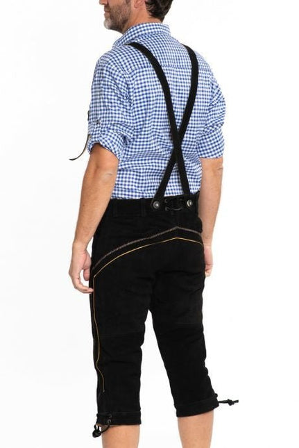 Lederhose Leer Lang Zwart en Bretels van Tannhauser koop je bij Partywinkel