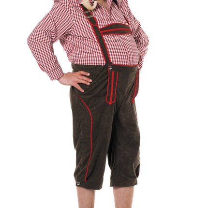 Lederhose Zwart Rood Heren van Wilbers & Wilbers koop je bij Partywinkel