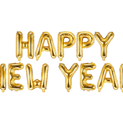 Letterballon Set Happy New Year Goud Leeg 4,22m van Partydeco koop je bij Partywinkel