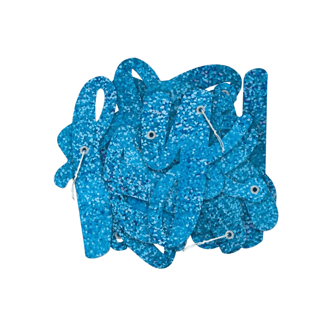 Letterslinger Happy Birthday Blauw 1,68m 2st van Unique koop je bij Partywinkel