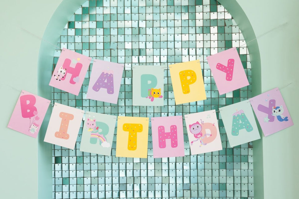 Letterslinger Happy Birthday Gabby's Dollhouse, 180 x 15 cm van Partydeco koop je bij Partywinkel