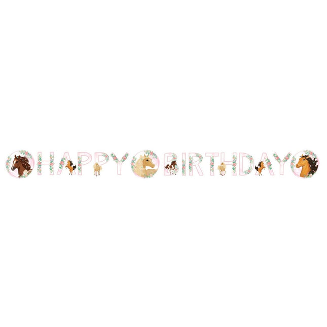 Letterslinger Happy Birthday Paarden 1,4m van Riethmueller koop je bij Partywinkel