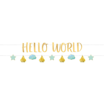 Letterslinger Hello World Jongen 1,7m van Riethmueller koop je bij Partywinkel