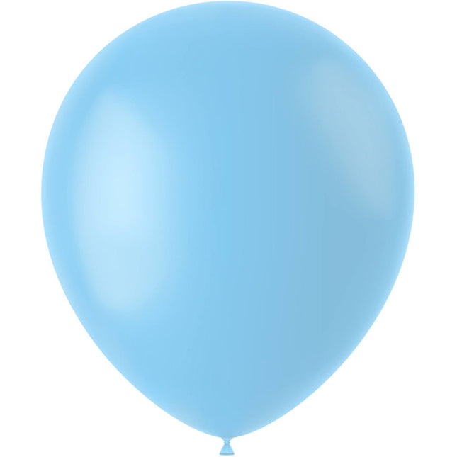 Lichtblauwe Ballonnen Powder Blue 33cm 50st van Folat koop je bij Partywinkel