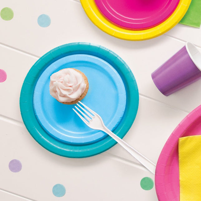 Lichtblauwe Borden Rond 17,5cm 8st van Unique koop je bij Partywinkel