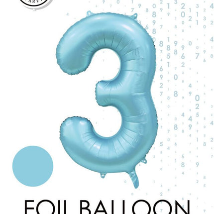 Lichtblauwe Cijfer Ballon 3 Jaar Glans 86cm van WeFiesta koop je bij Partywinkel